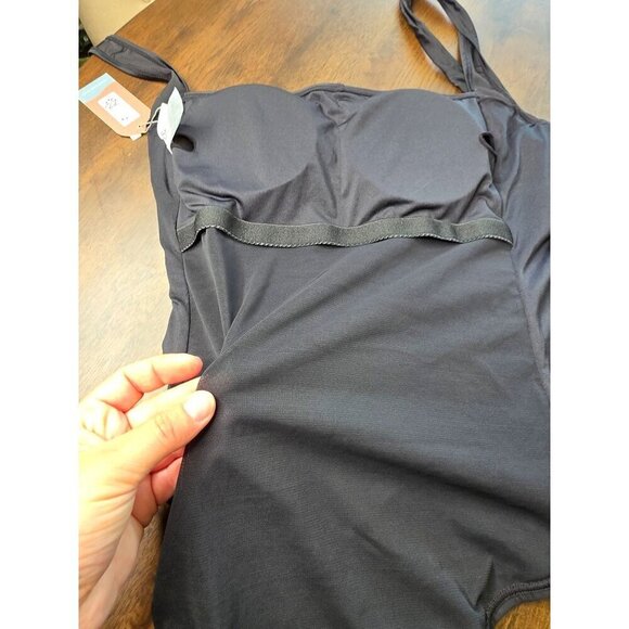 Smismivo Womans Black Medium Tummy Control Halter One Piece Slimming Swimsuit - Picture 10 of 16